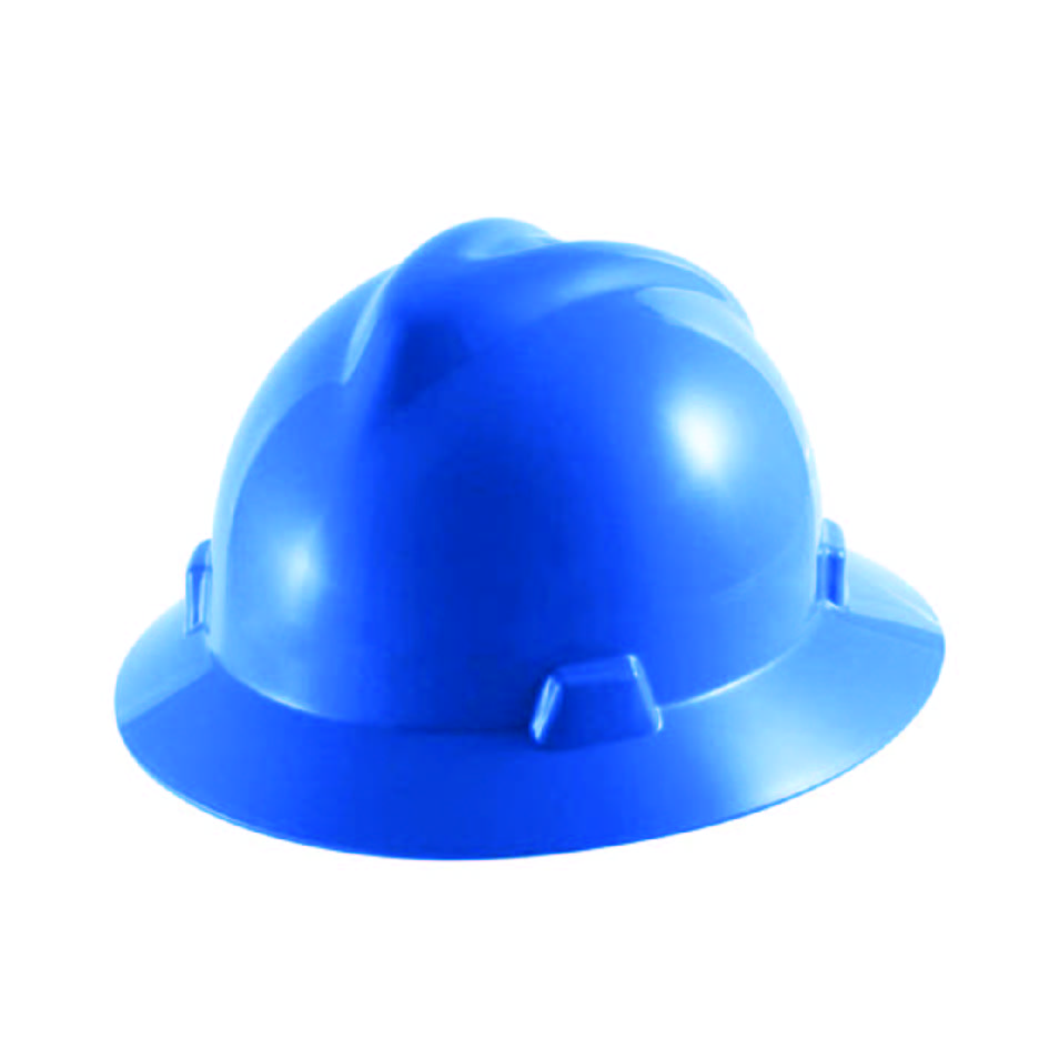 MSA V-Gard Blue Full Brim Hard Hat