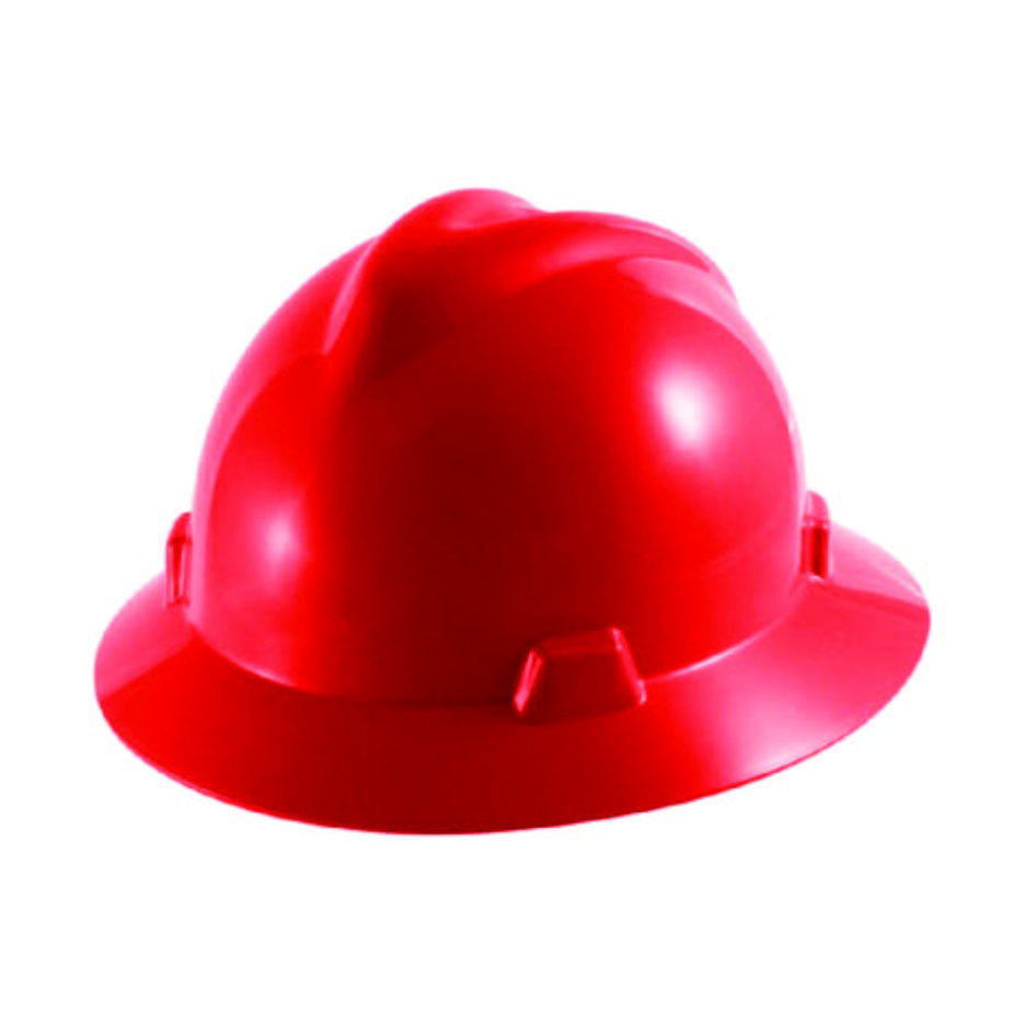 MSA V-Gard Red Full Brim Hard Hat